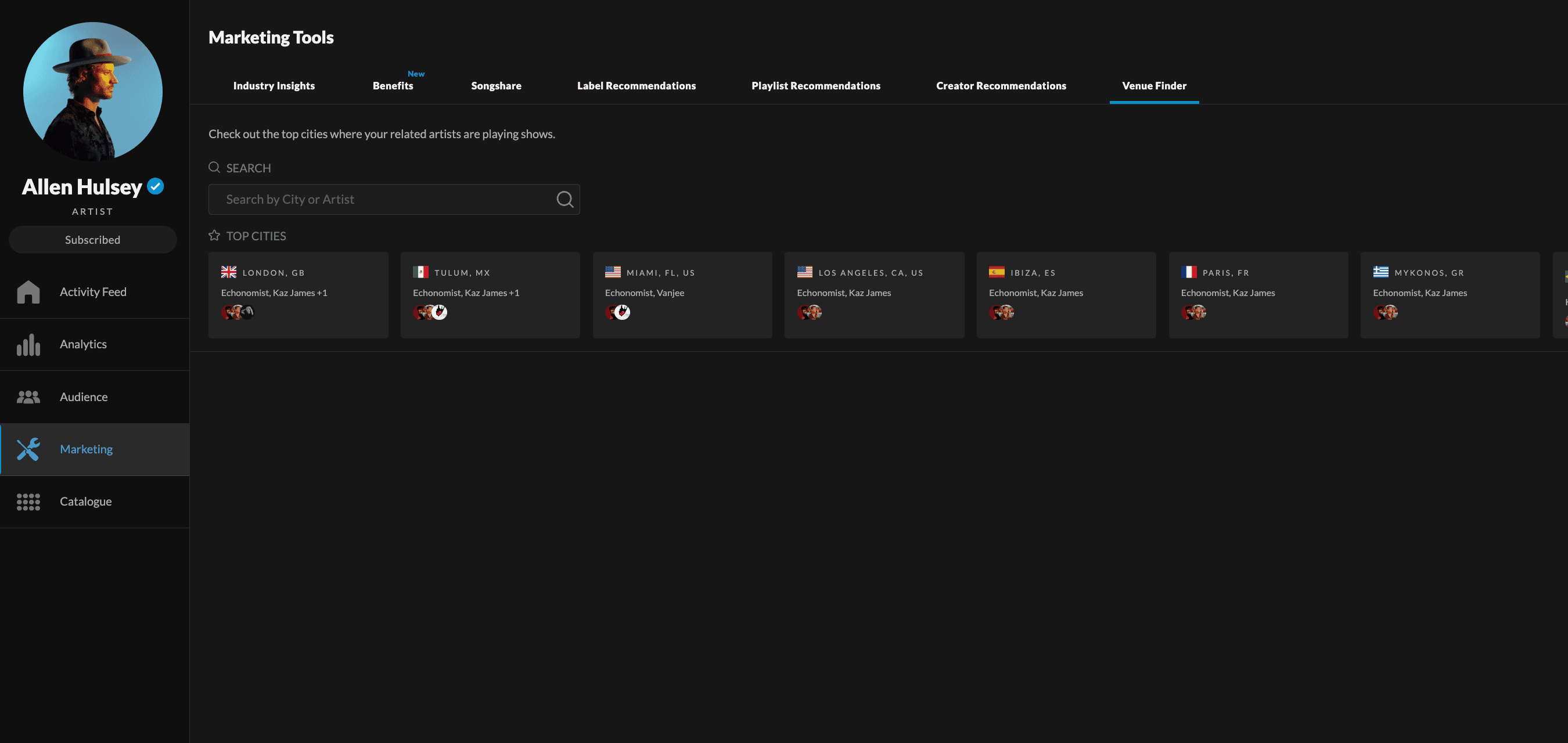 Songstats Venue Finder Tool